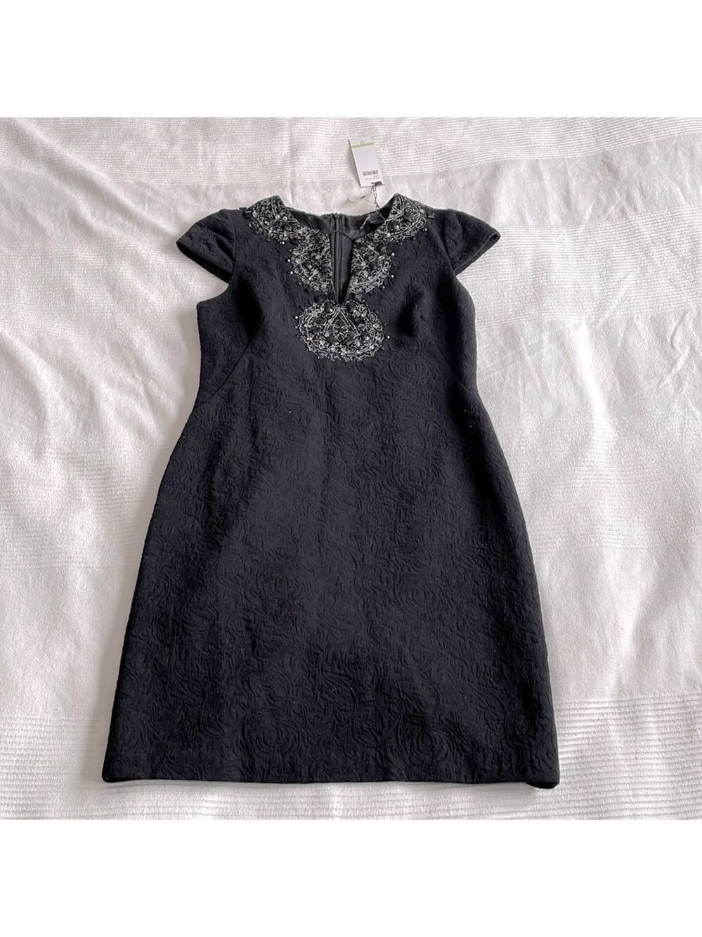 Chetta B Sunhee Black Beaded Dress Size 4 NWT